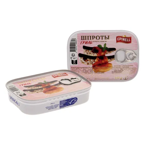 Gegrillte Sprotten in tomatenhaltiger Soße, pikant