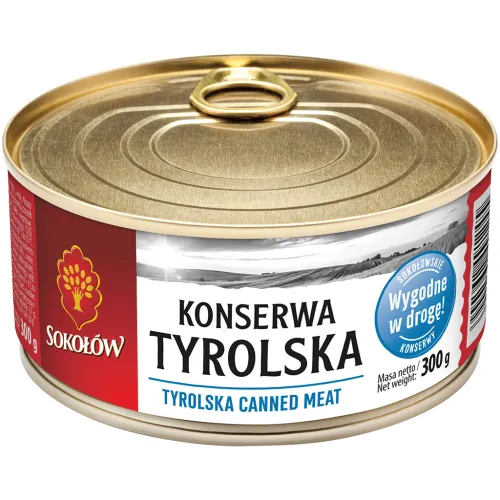 Geschmortes Schweinefleisch Konserwa Tyrolska. Mit Schweineseparatorenfleisch und tierischem Eiweiß (Schwein)