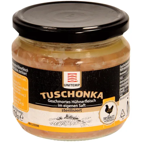 Tuschonka – Geschmortes Hühnerfleisch im eigenem Saft, große Stücke, sterilisiert