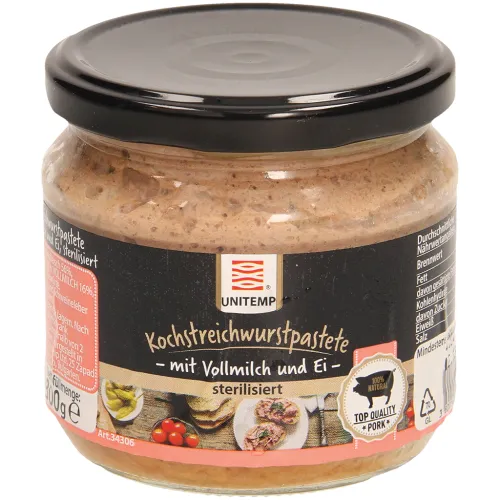 Kochstreichwurstpastete mit Vollmilch und Ei, sterilisiert