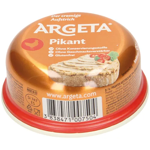 Pikanter Aufstrich mit 29% Hühnerseparatorenfleisch – mit Milcheiweiß