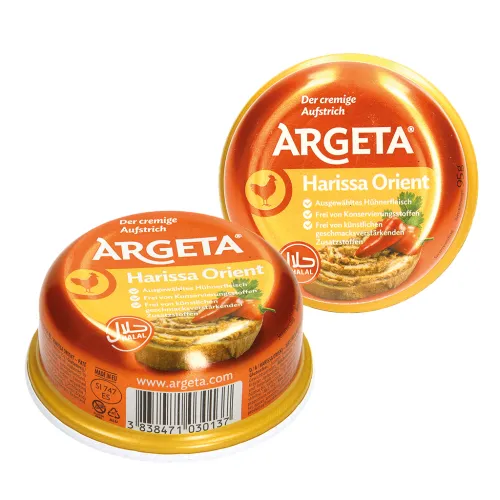 Aufstrich mit 29% Hühnerfleisch, mit Milcheiweiß Harissa Orient