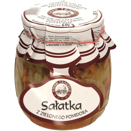 Gemüsesalat mit grünen Tomaten, pasteurisiert.