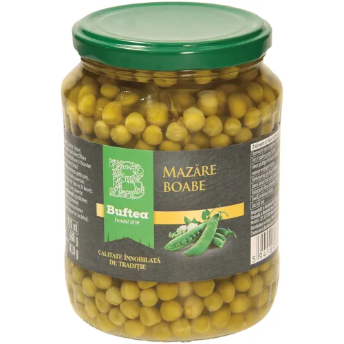 Buftea-Mazare boabe in saramura - Erbsen, mittelfein. Sterilisiert.