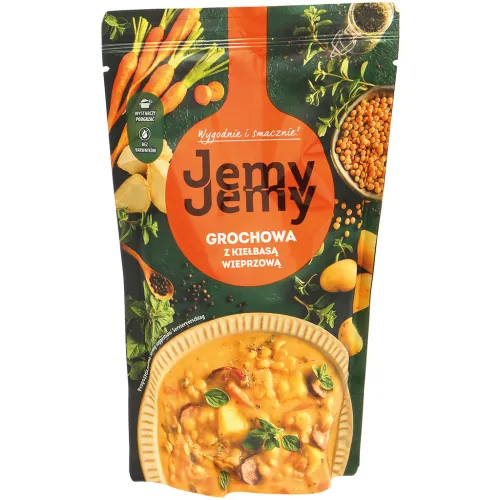 Erbsensuppe mit geräucherter Brühwurst Grochowa. Sterilisiert.