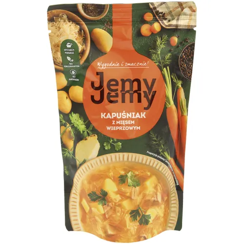 Kapusniak Sauerkrautsuppe mit Schweinefleisch. Sterilisiert.