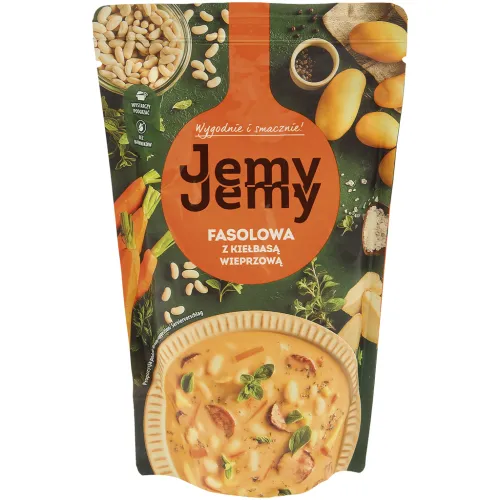 Fasolowa Bohnensuppe mit geräucherter Brühwurst. Sterilisiert.