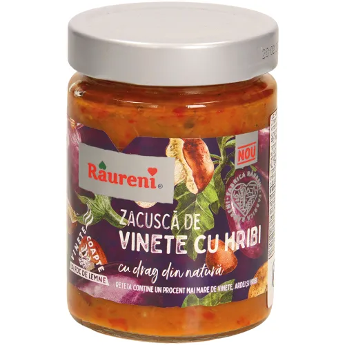 Zacusca de hribi - Raureni - Овощная закуска с 30% баклажанов и 15% белых грибов. Пастеризованная.