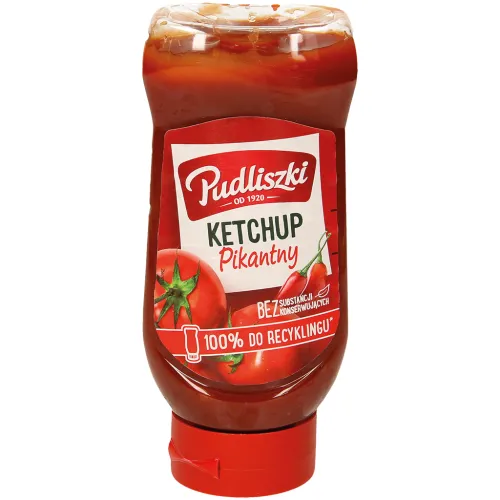 Scharfes Tomatenketchup. Pasteurisiertes Produkt.