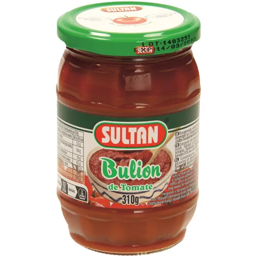 Sultan-Bulion de tomate Tomatenmark, einfach konzentriert, gesalzen und gezuckert. Hergestellt aus Tomatenmark, dreifach konzentriert. Pasteurisiert. 310g