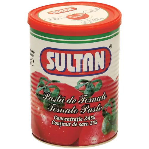 Sultan-Pasta de tomate Tomatenmark, einfach konzentriert, gesalzen. Hergestellt aus Tomatenmark, dreifach konzentriert. Pasteurisiert