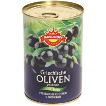 Griechische Oliven mit Stein, geschwaerz..