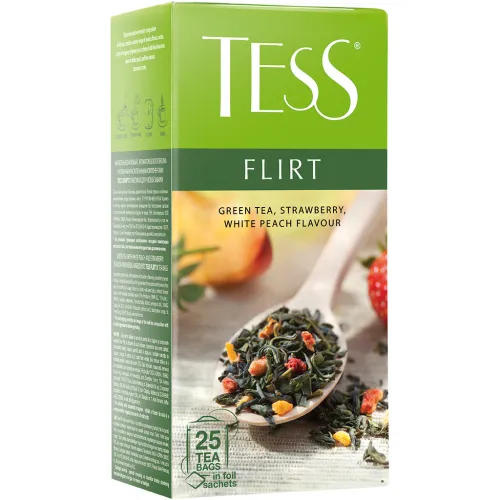 Зелёный чай с ароматом клубники и персика TESS Flirt 25 x 1,5 гр