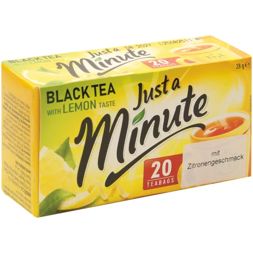 Just a minute – Black tea with lemon taste - Ароматизированный черный чай со вкусом лимона в пакетиках