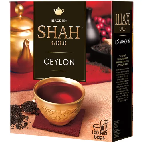 SHAH Gold Schwarzer Ceylon Tee in Teebeuteln.