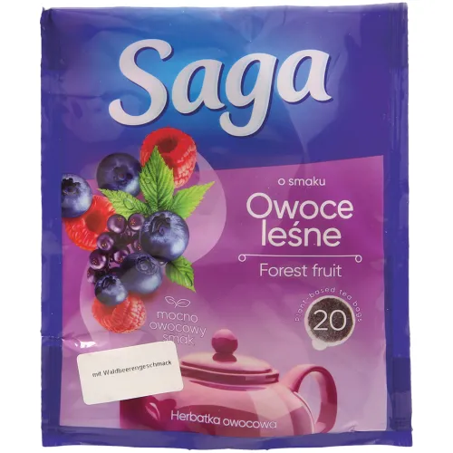 Herbatka owocowa o smaku owocow lesnych - Aromatisierter Früchtetee mit Waldbeerengeschmack in runden Beuteln