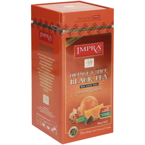 Orange & Spice Black Tea - Aromatisierter Schwarzer Tee Ceylon Orange Pekoe mit Orangenstückchen und Gewürzen, mit Orangen- und Masala-Chai-Geschmack