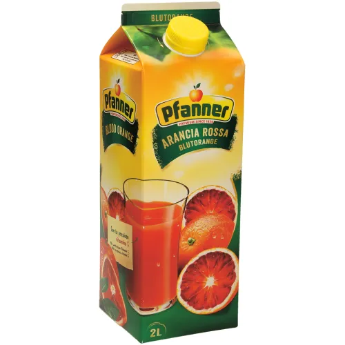Blutorangengetränk aus Blutorangensaftkonzentrat. Fruchtgehalt: 20%.