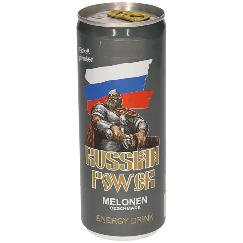 RUSSIAN POWER Кофеиносодержащий безалкогольный напиток со вкусом дыни.
Повышенное содержание кофеина.