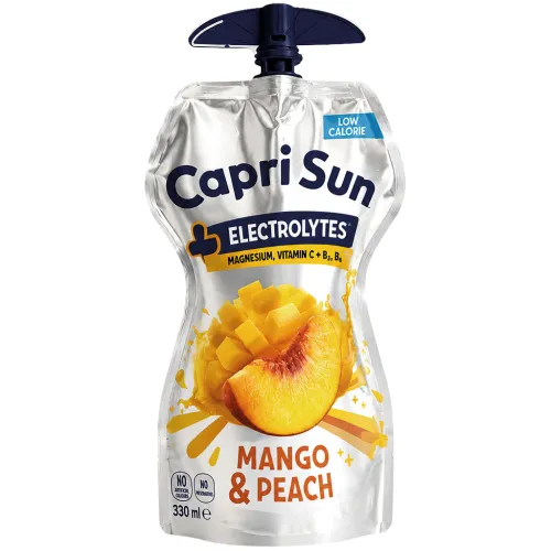 Mango & Peach Elektrolythaltiges Erfrischungsgetränk Mehrfrucht mit Vitaminen, Zucker und Süßungsmittel (Fruchtgehalt 5%)