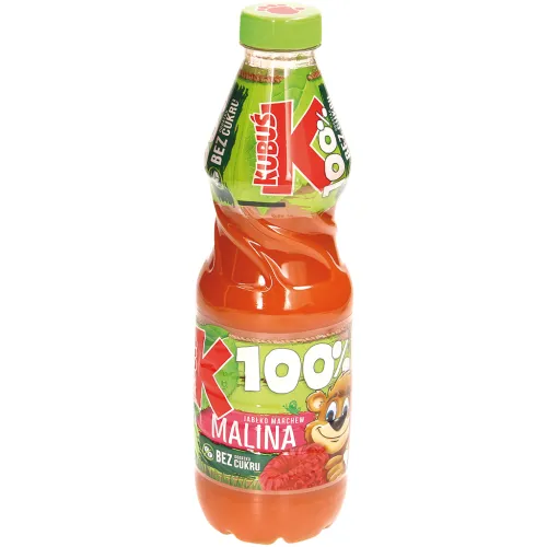 Aromatisiertes Getränk Apfel-Karotte-Himbeere mit Fruchtsaft aus Fruchtsaftkonzentrat und Frucht- & Gemüse-Mark. Angereichert mit Vitamin C. Pasteurisiert.
