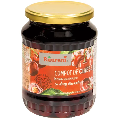 Süßkirschen mit Stein, gezuckert. Pasteurisiert Raureni-Compot de cirese
