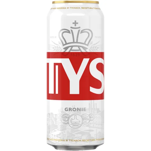 Bier Tyskie Gronie hell 5,2% vol. Plato 11%.