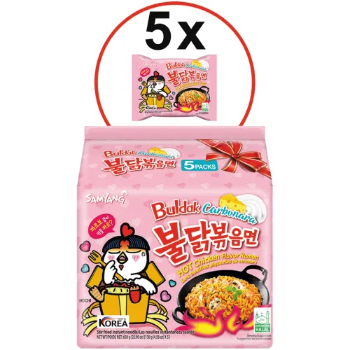 SAMYANG Instant-Nudeln nach asiatischer Art – mit scharfem Hühnerfleisch- und Carbonara Geschmack