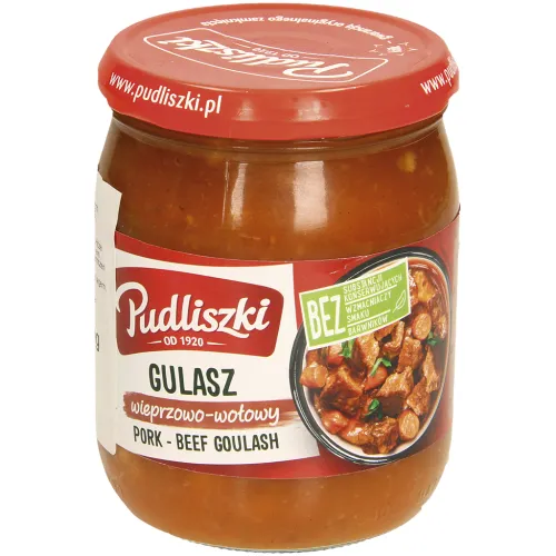 Gulasz wieprzowo-wołowy - Schweine- und Rindergulasch. Sterilisiert.