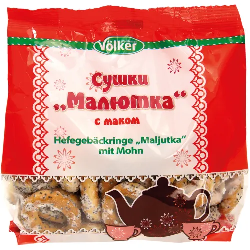 Hefegebäckringe Malütka mit Mohn und (11%) Zuckerüberzug