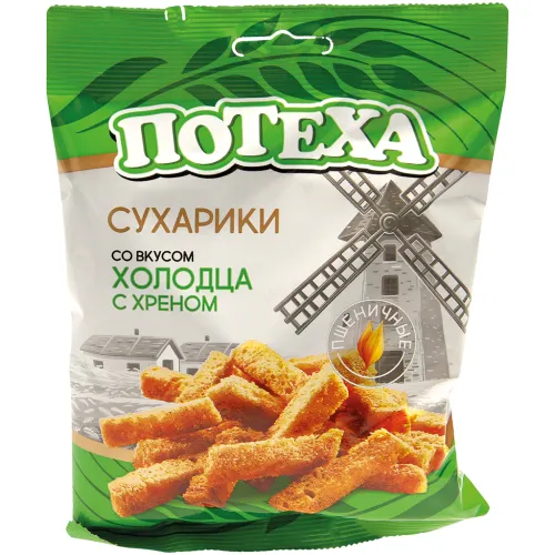Сухарики жареные пшеничные  со вкусом холодца с хреном