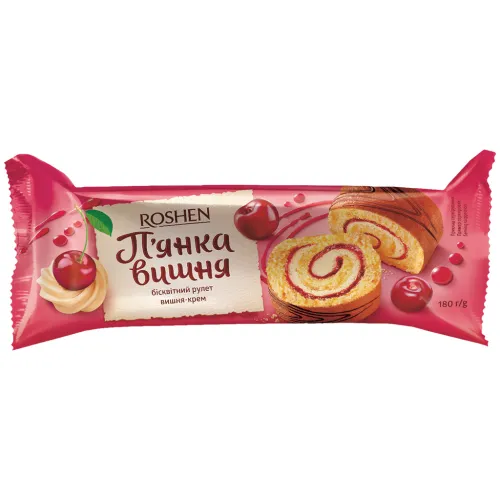 Cherry Liquor Rochen Biskuitrolle mit alkoholhaltiger Cremefüllung mit Kirschgeschmack (43%)