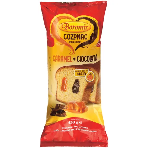 Cozonac doua creme caramel si ciocolata- Hefefeingebäck mit Zwei Cremes mit Karamell-Füllung und Schokoladen-Füllung