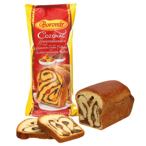 Cozonac cu 40% crema cu cacao si rahat - Sauerteiggebäck mit 40% Kakao-Füllung mit gelierter Zuckerware (Lokum)