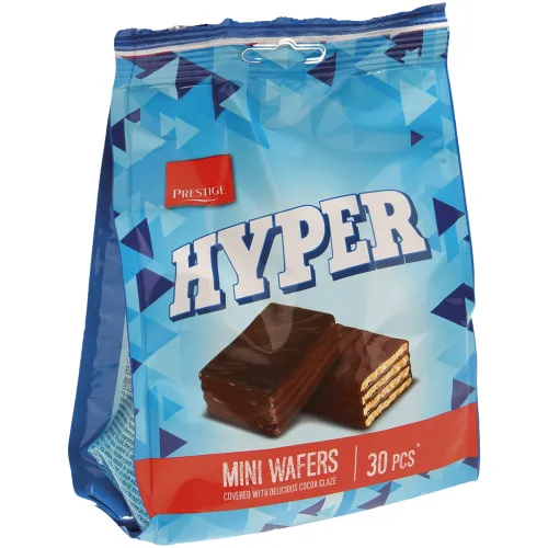 Вафли Hyper Mini с (42%) начинки со вкусом какао, покрытые какаосодержащей жировой глазурью (42%)