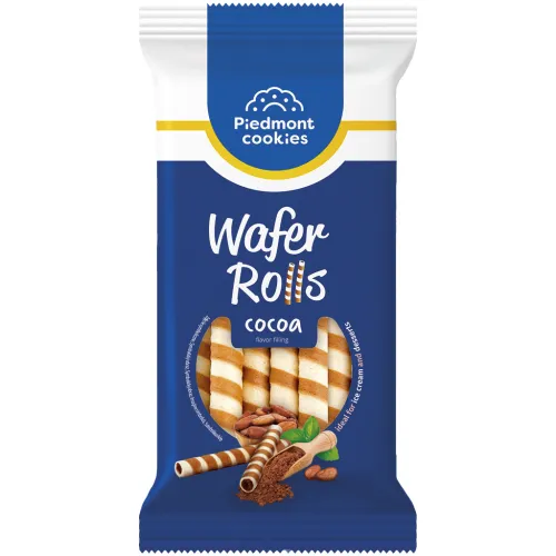 Waffelröllchen mit einer Kakaocremefüllung