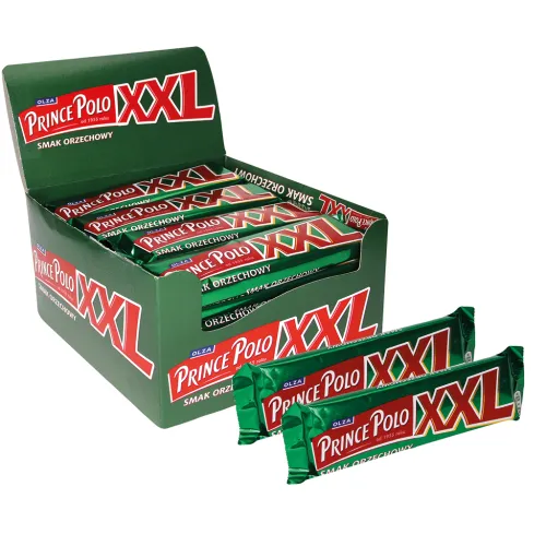 Вафельная плитка Принц Поло XXL smak orechowy со сливками (49%) со вкусом фундука в молочном шоколаде (30%)
