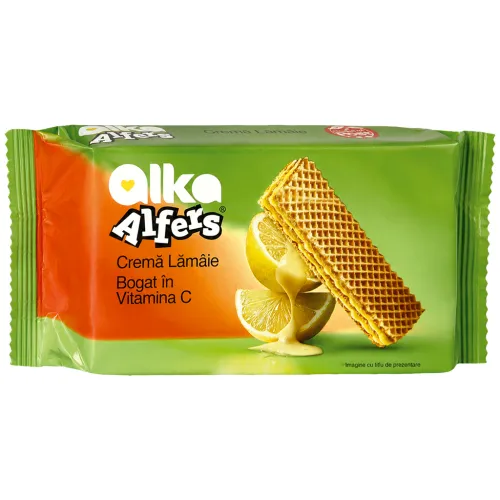 Waffeln mit Cremefüllung mit Zitronen-Geschmack (72%).Hoher Vitamin C- Gehalt.