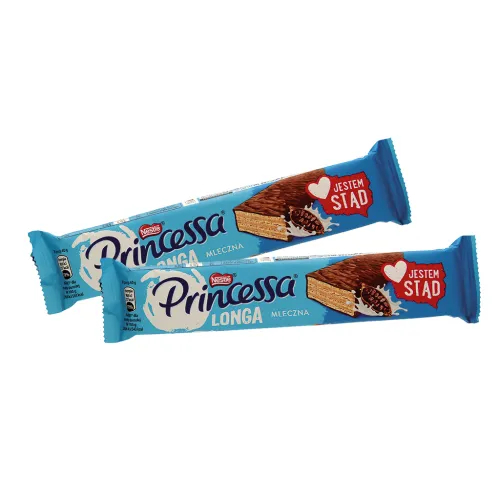 Princessa Mleczna Longa - Waffelriegel mit 47,5% kakaohaltiger Creme in Milchschokolade