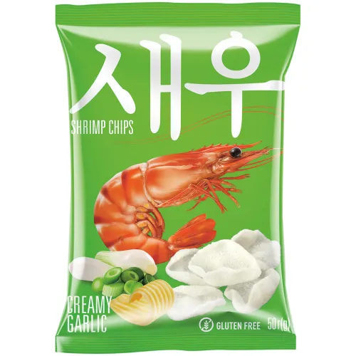 SHRIPS Чипсы из тапиоки с креветками со вкусом чеснока и сливок
