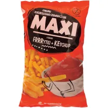 Mais-Snack mit Ketchupgeschmack in Form .. Mais-Snack mit Ketchupgeschmack in Form ..