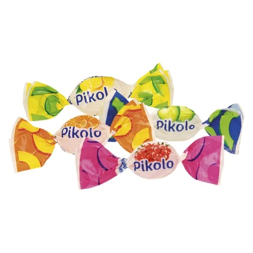 Pikolo Mini-Hartkaramellen mit Zitronen-, Orangen-, Himbeer- und Apfelgeschmack