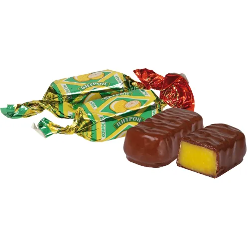 Fondant-Konfekt Zitron mit Zitronengeschmack in kakaohaltiger Fettglasur