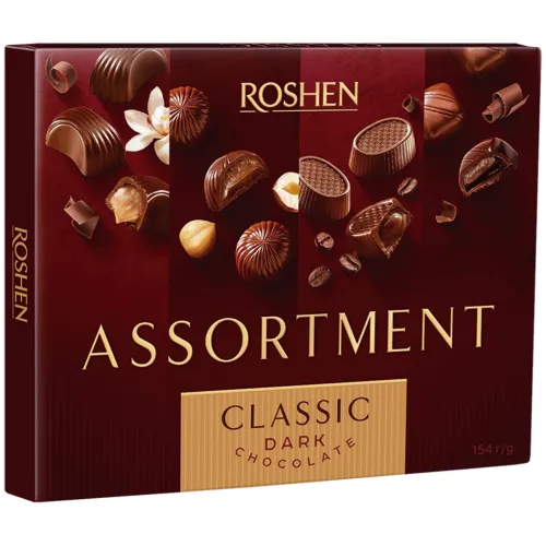 Assortment Classic Konfektmischung aus Schokoladenkonfekt mit verschiedenen Füllungen. Enthält Alkohol.