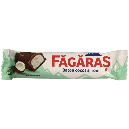 Fagaras Baton cocos si rom - Батончик с 82% начинки из кокосовой стружки со вкусом рома, покрытый какао содержащей глазурью