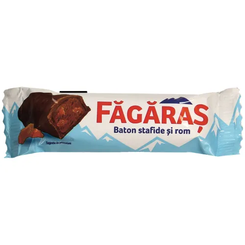 Fagaras Baton stafide si rom - Батончик с 82% начинки со вкусом рома и 1% изюма, покрытый какао содержащей глазурью