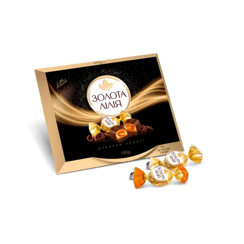 SvitKonti Assorti „Golden toffee“ aus Toffikonfekt mit einer Füllung mit Milchgeschmack (22,1%) in kakaohaltiger Fettglasur (21%) und Toffikonfekt mit einer Füllung mit Orangengeschmack (22%) in kakaohaltiger Fettglasur (21%)