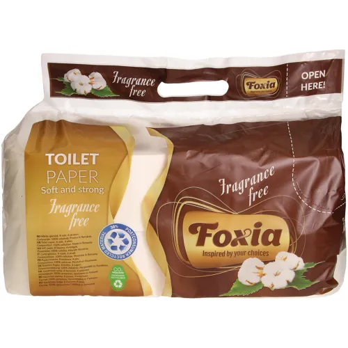 Foxia-Toilettenpapier, 4-lagig (8 Rollen x 140 Blätter). Geruchsneutral