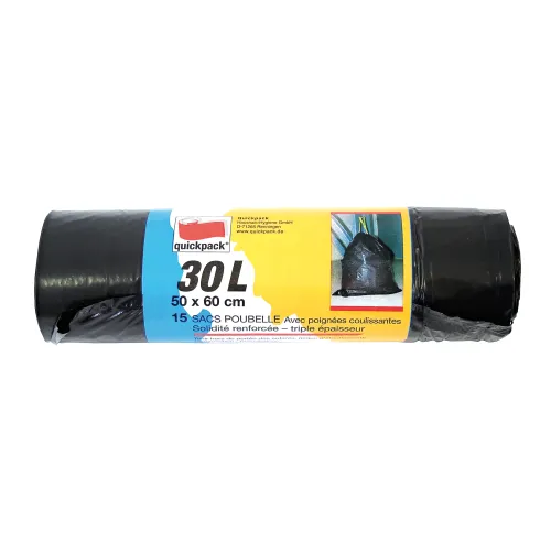 Müllbeutel mit Zugband, schwarz 50 x 60cm, 30L, 15St.