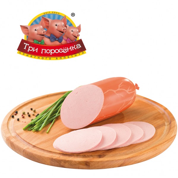 Fleischwurst "Ljubitelskaja polukoptschonaja" einfach mit Speckeinlage, Trinkwasser und Kartoffelstä
